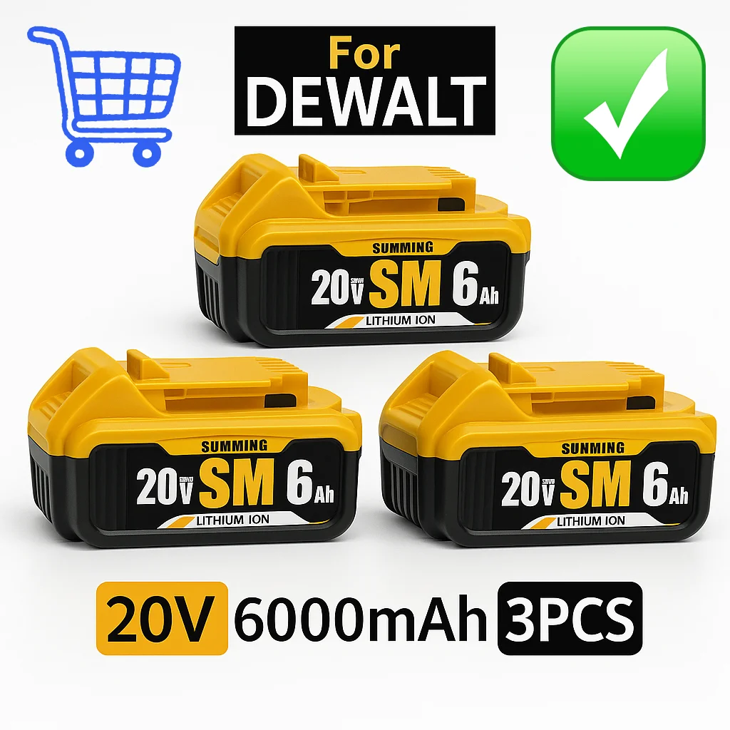 

20V 6.0Ah Lithium Replacement Battery for Dewalt DCB184 DCB200 DCB182 DCB180 DCB181 DCB201, Safe & Eco-Friendly, Green Energy