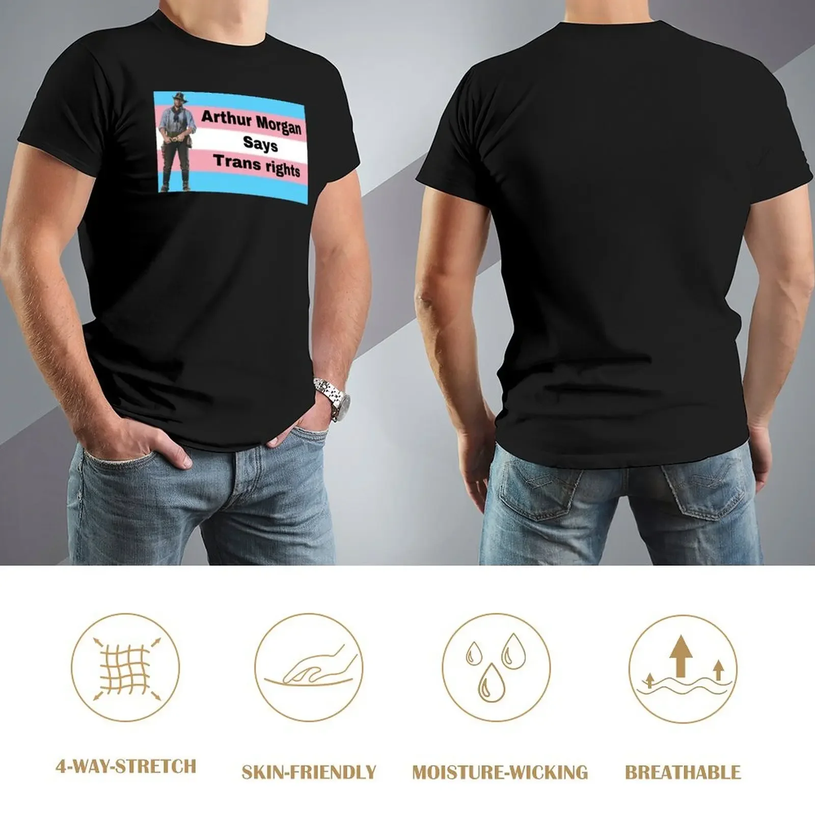 Arthur Morgan says trans rights T-Shirt cotton graphic tees graphic t shirt vintage anime shirts men