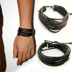 Leisure Fashion Men Hand-woven Leather Bracelet Multilayer couple bracelet