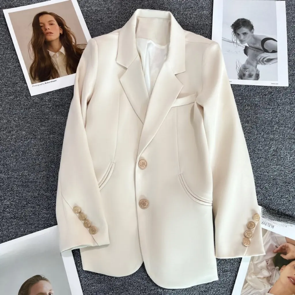 

Women's Latte Suit Jacket Fashionable All-Match Single-Breasted Small Fit for Spring And Autumn New Design