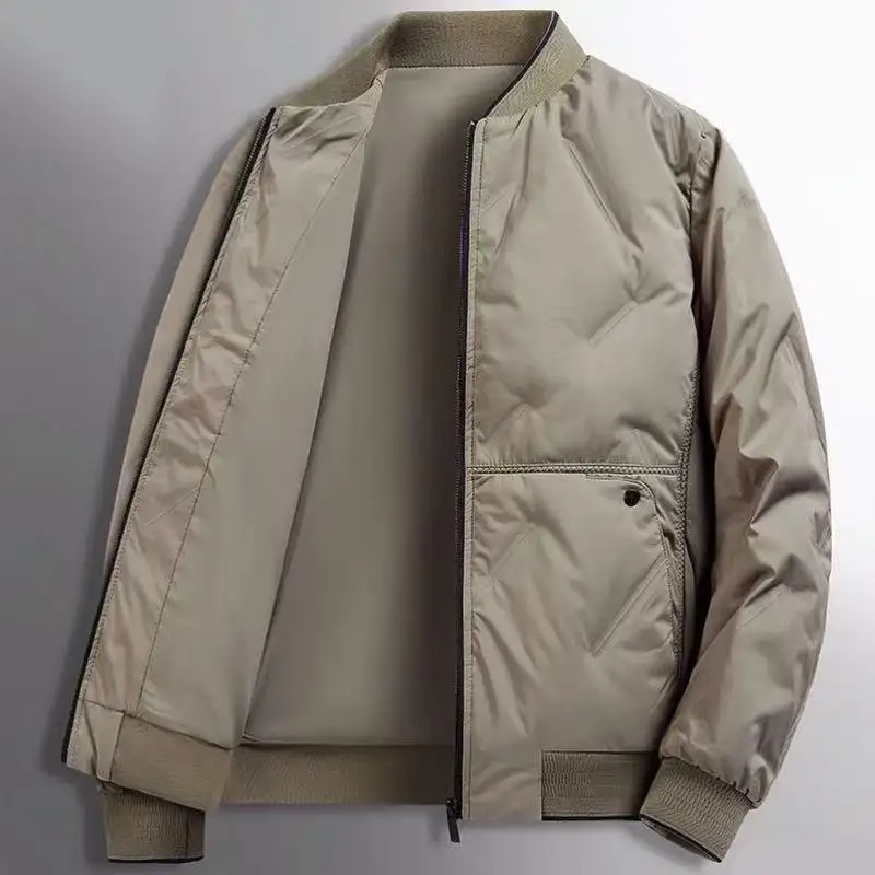 Men's down Cotton Jacket Baseball Collar Flight Coat Casual Autumn Winter High End Polyester Fabric Warm Windproof Wear