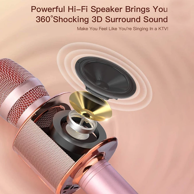 Wireless Bluetooth Mic Speaker,5 In 1 Portable For Birthday Home Party