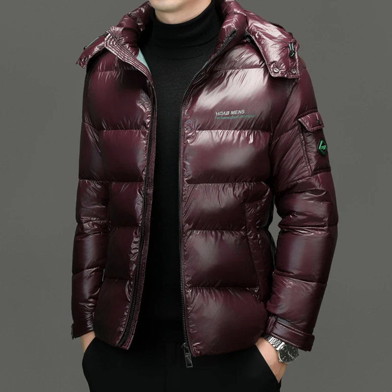 Winter Men Down Jacket Fashion Glossy Waterproof Short Down Jacket High Quality Male Lightweight Snowski White Duck Down Parka