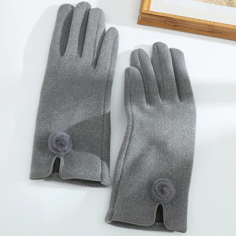 Guantes de piel con pantalla táctil para mujer, manoplas de estilo Simple y elegante, resistentes al viento, para conducir, para invierno