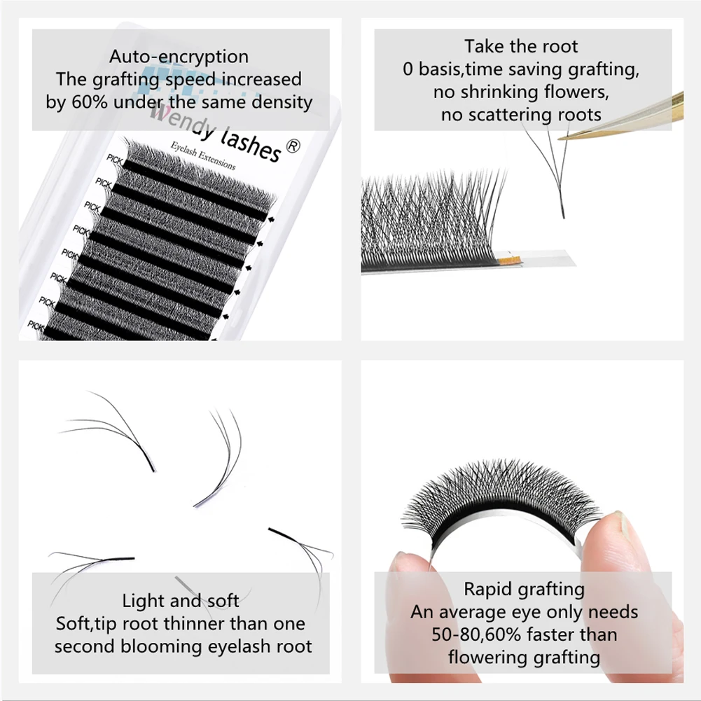 Wholesale 10Pcs/Lot 3D/4D W Style Eyelash Extension Makeup Premade Volume Fan Lashes Mink Eyelashes Lash Supplies Wendy Lashes