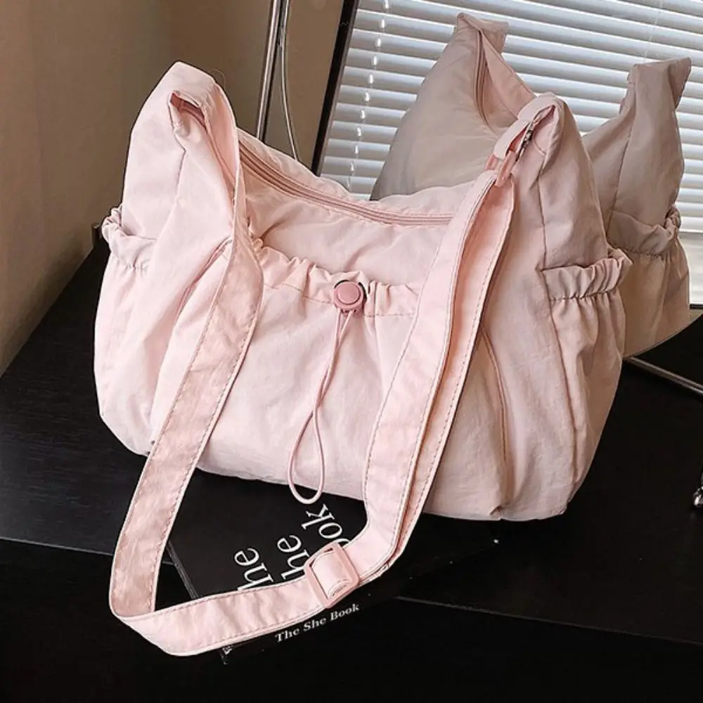 

Casual Korean Style Nylon Shoulder Bag Handbag Lightweight Crossbody Bag Large Capacity Tote Bag Drawstring Bag Girls