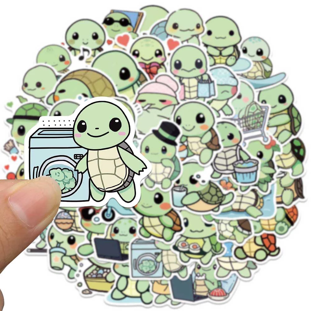 10/30/50pcs Cute Funny Green Turtle Cartoon Stickers Graffiti Tortoise DIY Diary Guitar Scrapbooking Waterproof Kids Decals Toys