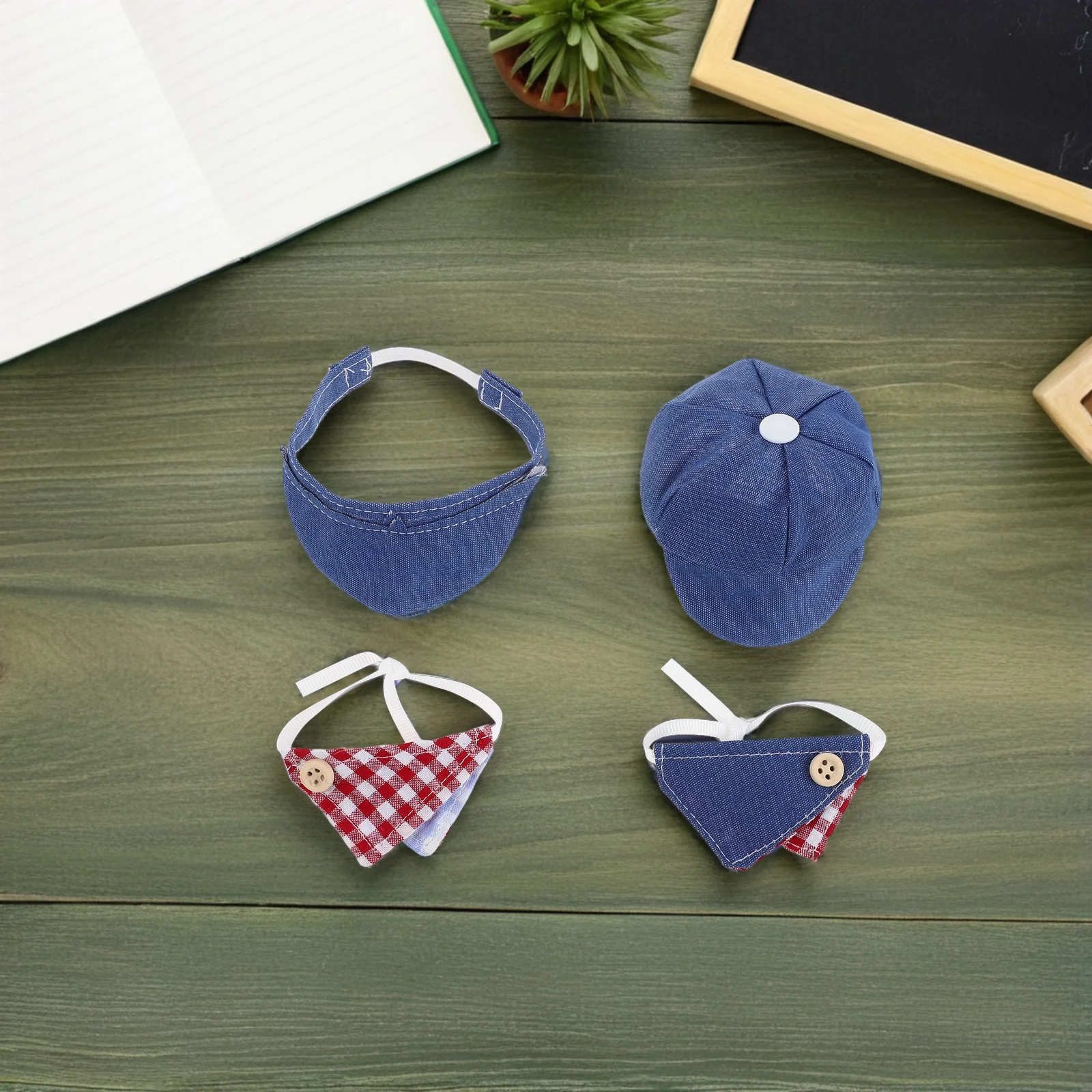 12 個の衣類アクセサリー 10 センチメートルミニベレー帽三角スカーフセットドールハウスパーティー用品写真小道具クラフトキット Diy