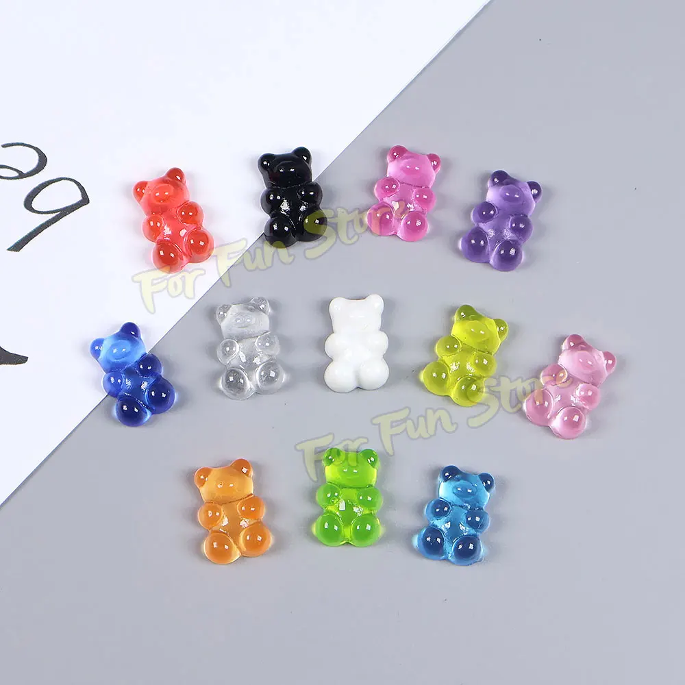 For Fun 10PCS Mixed Color Bear Refrigerator Magnet Sticker Resin DIY Phone Case Jewelry Accessories Headwear Nail Decoration