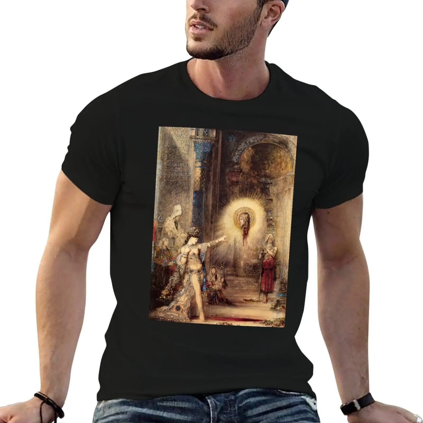 Salome y la aparición del bautista-Camiseta Gustave Moreau, camisetas de algodón, camiseta 100% para hombre