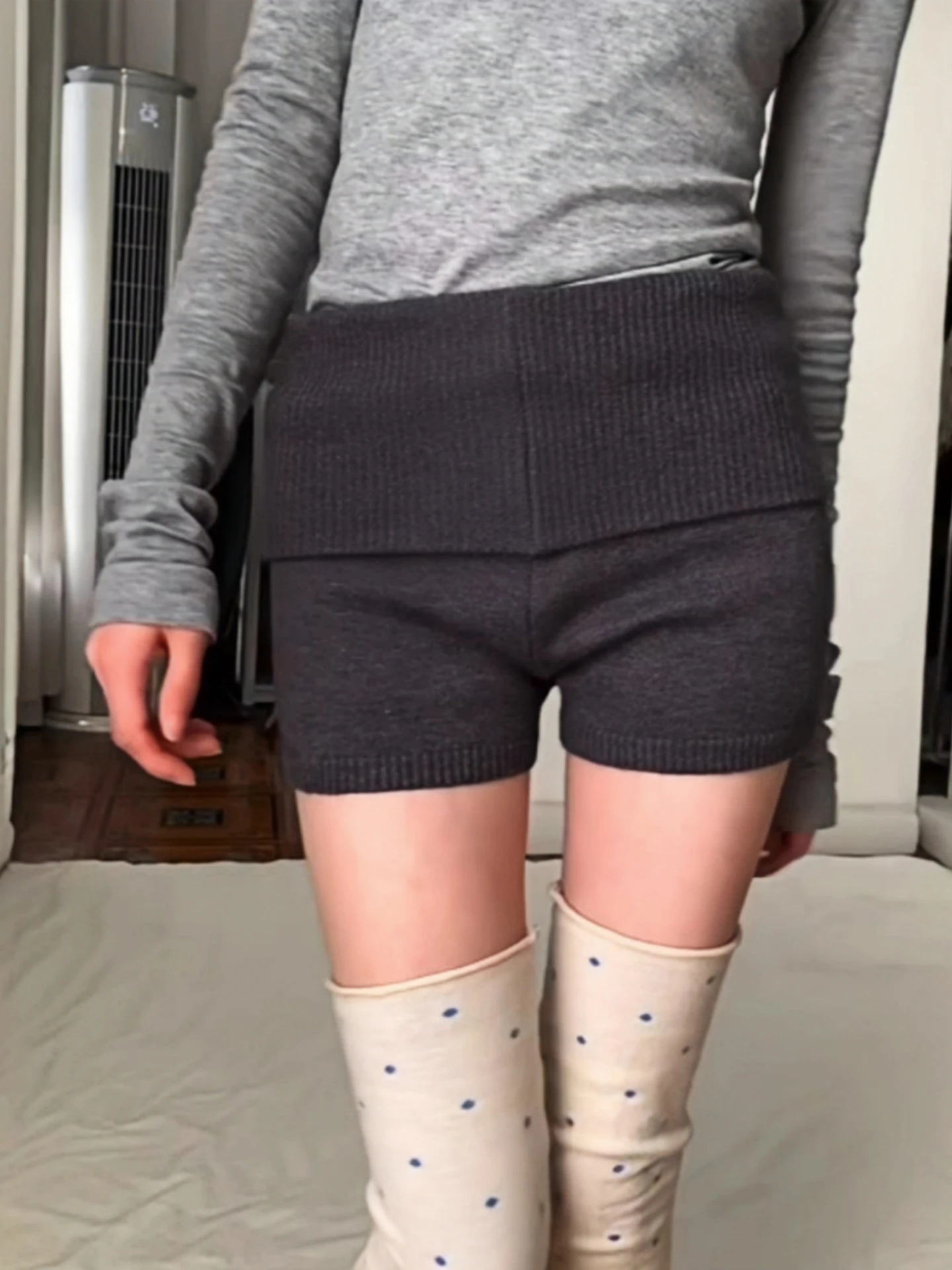 

American Retro Low Waist ey Knitted Bodycon orts Women's Autumn Winter mat Sle Elastic Slimming Casual Pants