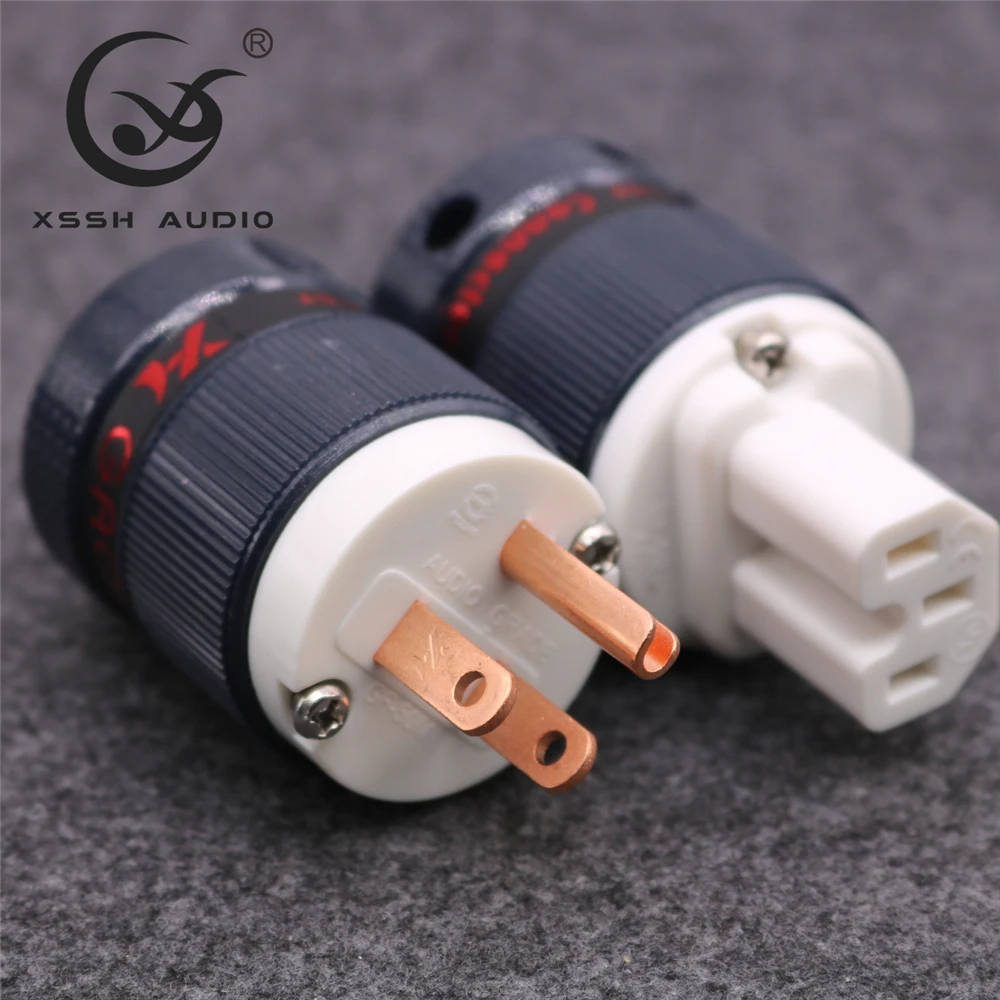 AC Power Jack YIVO Audio DIY Amplifier HIFI Pure Red Copper US Version 3Pin Waterproof Female Male Power Connector Electric Plug