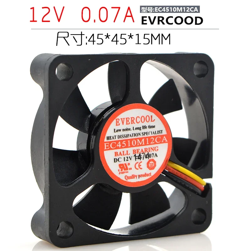

EC4510M12CA DC 12 В 0,07 А 45x45x10 мм 3-проводной охлаждающий вентилятор для сервера