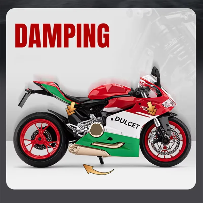 

1:9 1199 Panigale, спортивная модель мотоцикла из сплава, литая под давлением металлическая игрушка, модель мотоцикла для уличных гонок, звук и свет, детский подарок