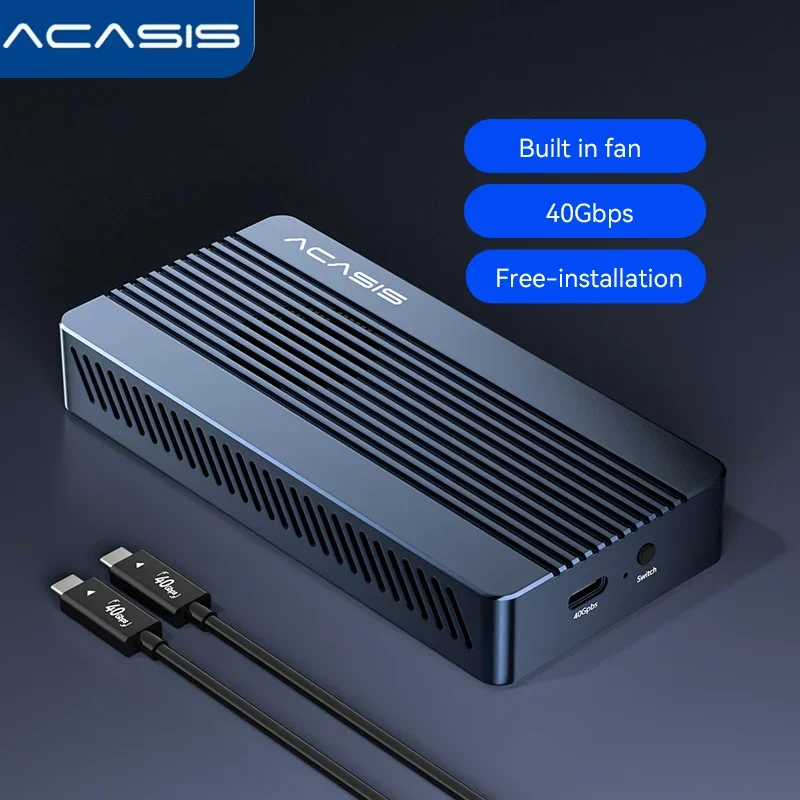 Корпус для твердотельного накопителя Acasis 40 Гбит/с USB4.0 с вентилятором охлаждения для M.2 NVMe | Совместим с USB 3.2/3.1 и MacBook Pro/Mac Mini и ноутбуками