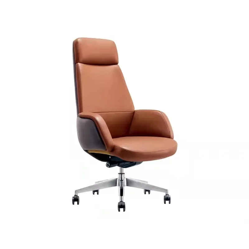 

Office Furniture Brown Leather Swivel Reclining Modern Minimalist Lift Office Chair