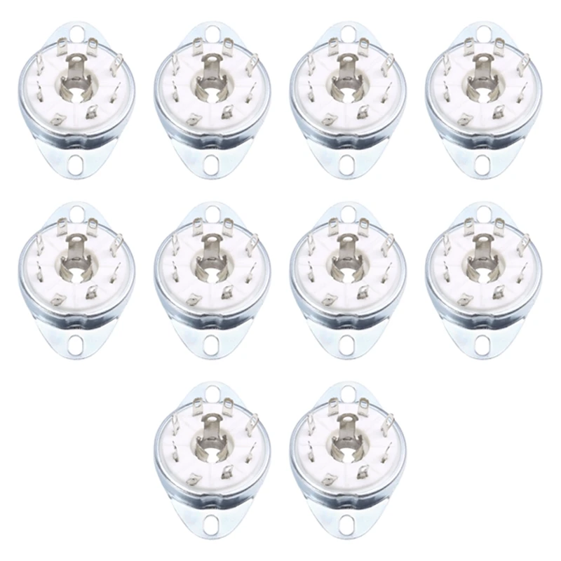 

10Pcs 8PIN K8A Octal Tube Socket Ceramic Valve Base For EBL21 ECH21 4P1S 5B254 7N7 4J1S