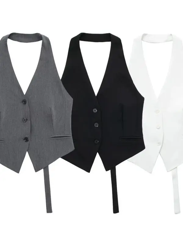 V-Ne Hanging Ne Bule Svel Top Street Sle Slim Fit قطعة واحدة إنتاج صيني طول منتظم لون نقي