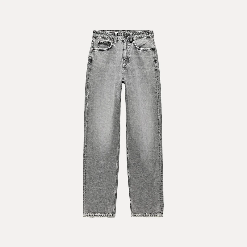 Celana Jeans Denim Wanita Model High Waist Longgar Nyaman, Model Kaki Lurus, Musim Panas Terbaru, Merek Z