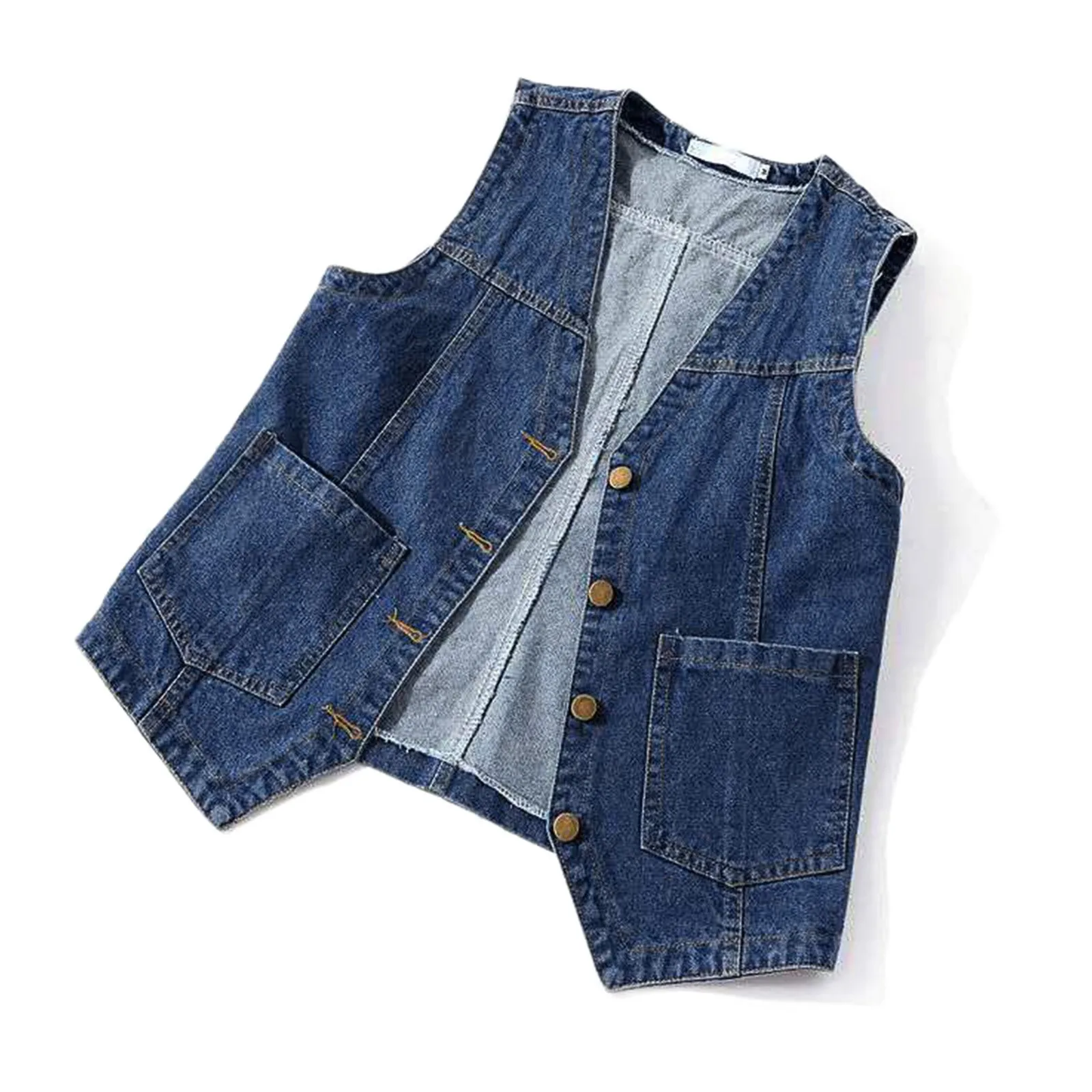 Women Jackets Fashion Womens Sleeveless Denim Vest V Neck Button Down Jean Jacket Jaquetas