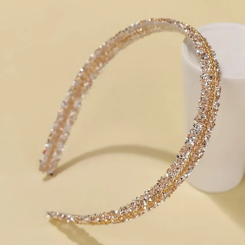 1pc Water Diamond Metal Chain Mixed Texture Light Luxury Headband Gradient Shiny Daily Party Elegant Fashion Decoration Headwear