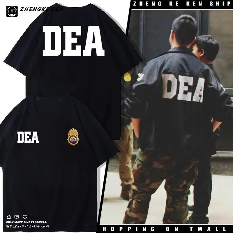 Camiseta de la Agencia Federal de Interdicción (DEA) de EE. UU., Estilo Breaking Bad, para Fanáticos de la Policía Americana, Negra, de Algodón, Manga Corta