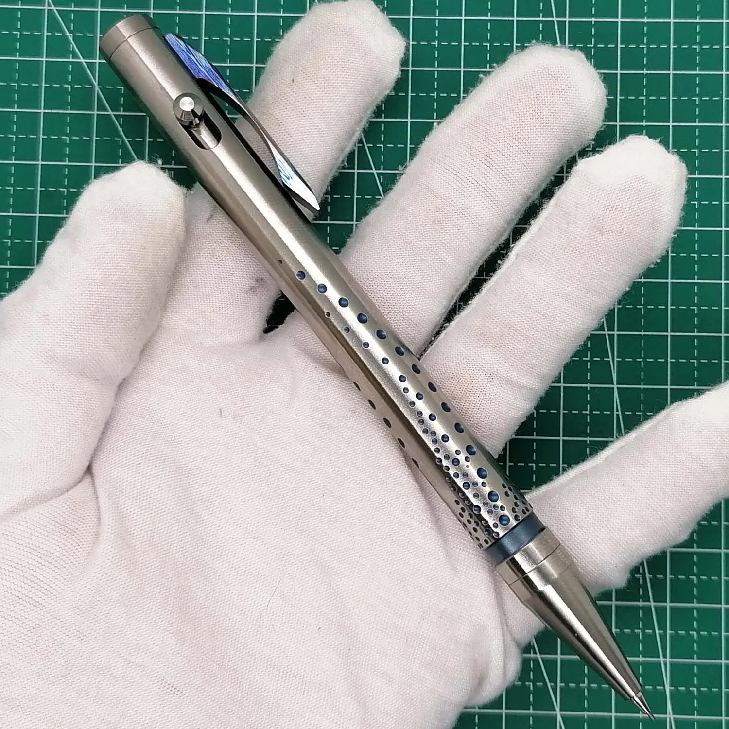 

1 Piece Titanium Machined EDC Mechanical Pencil with Titanium Damascus Pocket Clip EDC TI Pencils 0.7mm