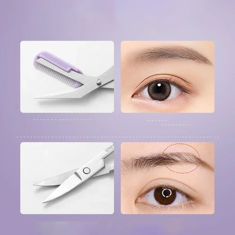 Etiqueta Privada 3 unids/set herramientas de maquillaje juego de recorte de cejas portátil tijeras de cejas con peine maquinilla de afeitar para cejas