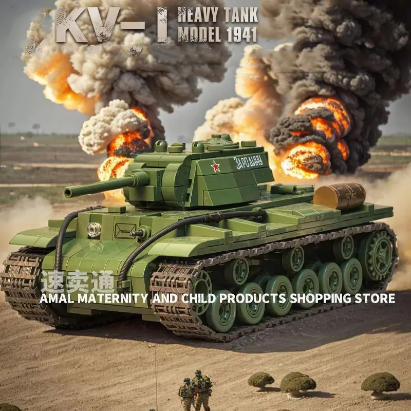 KV-1 Heavy Tank 1941 Zusammengebaute Militärbausteine Toy Boy Puzzle Hands on Brainstorming Gift
