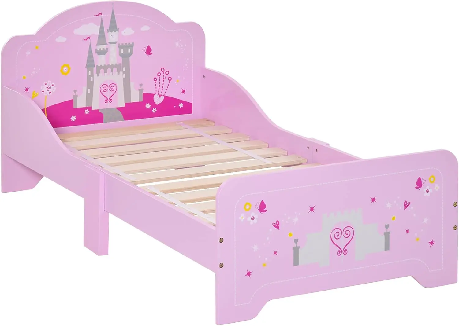 Cama Infantil para +3 Años 143x73x60 cm Cama para Niños de Madera con Barreras de Protección Carga Máx. 50 kg