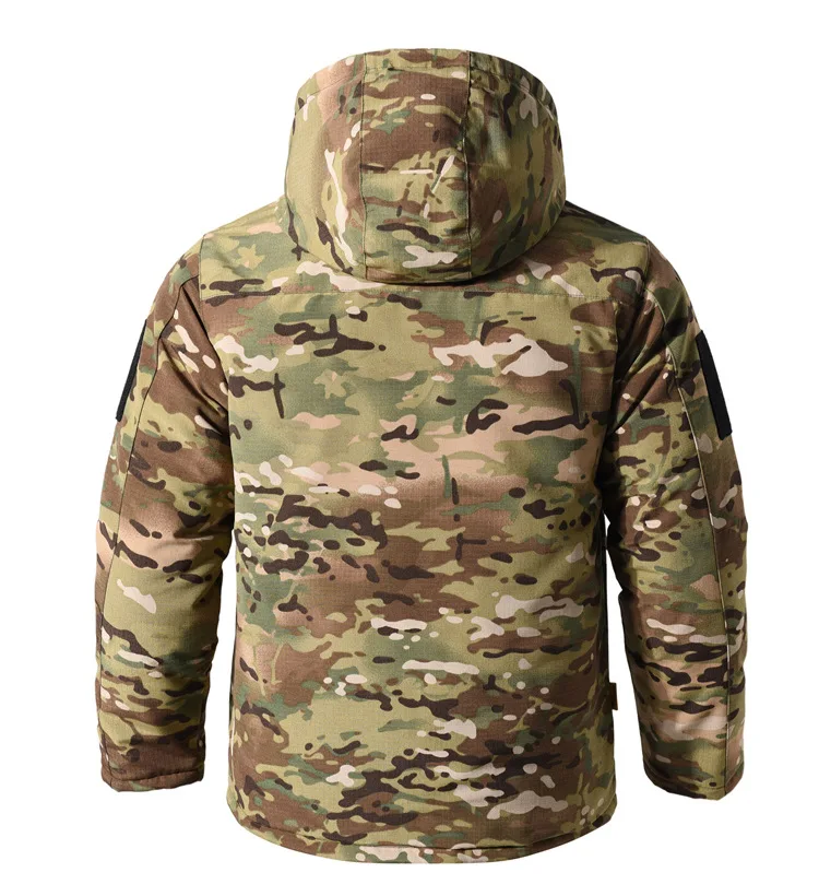 الشتاء الرجال التكتيكية التمويه القطن وسادة مبطنة الدافئة يندبروف سترة عسكرية مزق مقاومة في الهواء الطلق القتالية معطف الصيد #6