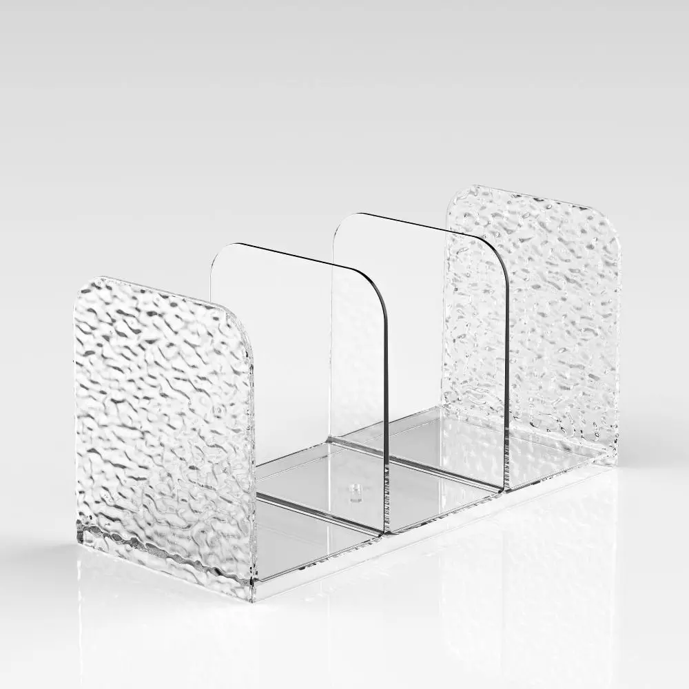 Glacier Pattern Transparent Bookends Durable Transparent Bookend Book Holder Simple Save Space Desk Stand Bookshelf