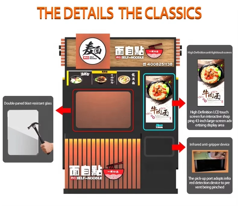 Self-service Acquista distributore automatico di pizza Ramen Comodo distributore automatico di tagliatelle self-service in vendita