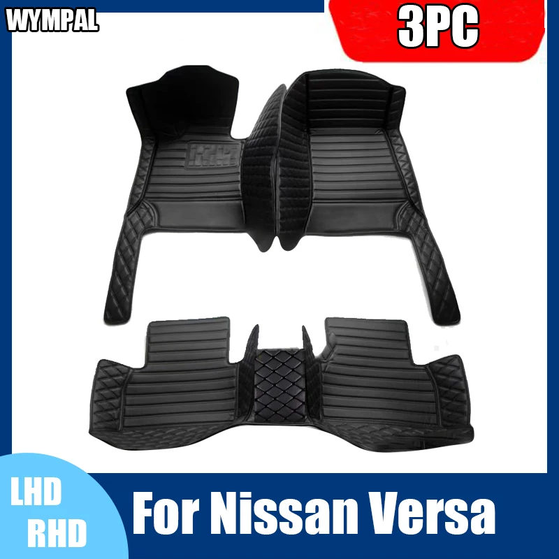 Custom Automotive Car Floor Mats For Nissan Versa 2011 2012 2013 2014 2015 Auto Luxury Leather Men Women Car Mats Full Coverage