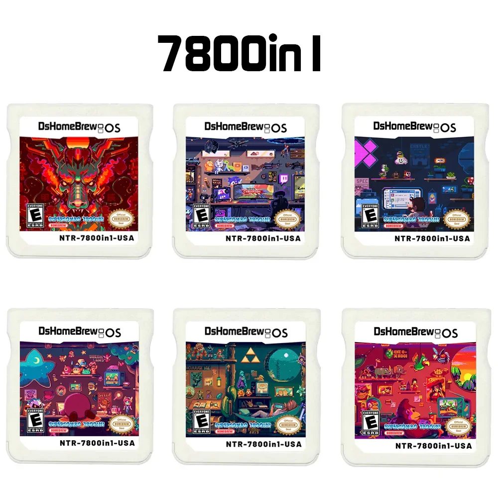 7800IN 1 Game NDS Combined Card White Large Capacity New System English Game Emulator Collection WoodV2.5