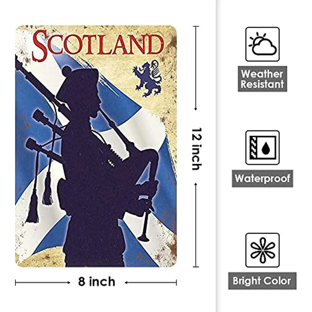 New Metal Tin Sign Vintage Scotland Bagpipes Piper Silhouette Scottish Kitchen Club for Home, Living Room, Garden, Bedroom