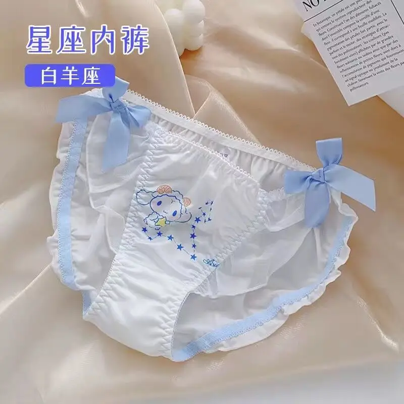 Sanrio 12 Constellation Cinnamoroll Printed Underwear Girl Lingerie Soft Girl Cartoon Cute Bow Cinnamoroll Triangle Panties