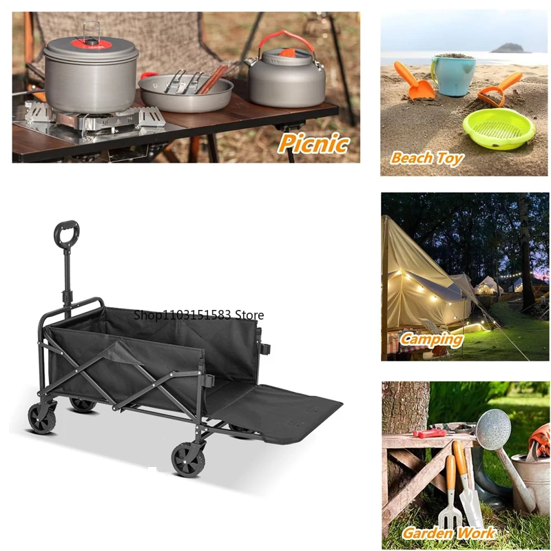 

Extra Long Extender Folding Cart Outdoor Utility Wagon Cart Large Capacity Camping Picnic Trolley Beach Collapse Folding Cart