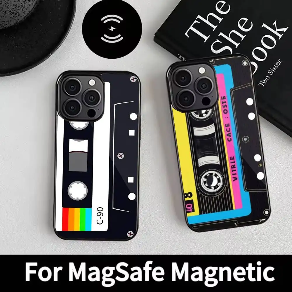 

M-Magnetic Radio Tape Phone Case For iPhone 17,16,15,14,13,12,Plus,Pro,Max For Magsafe Magnetic Wireless Charge