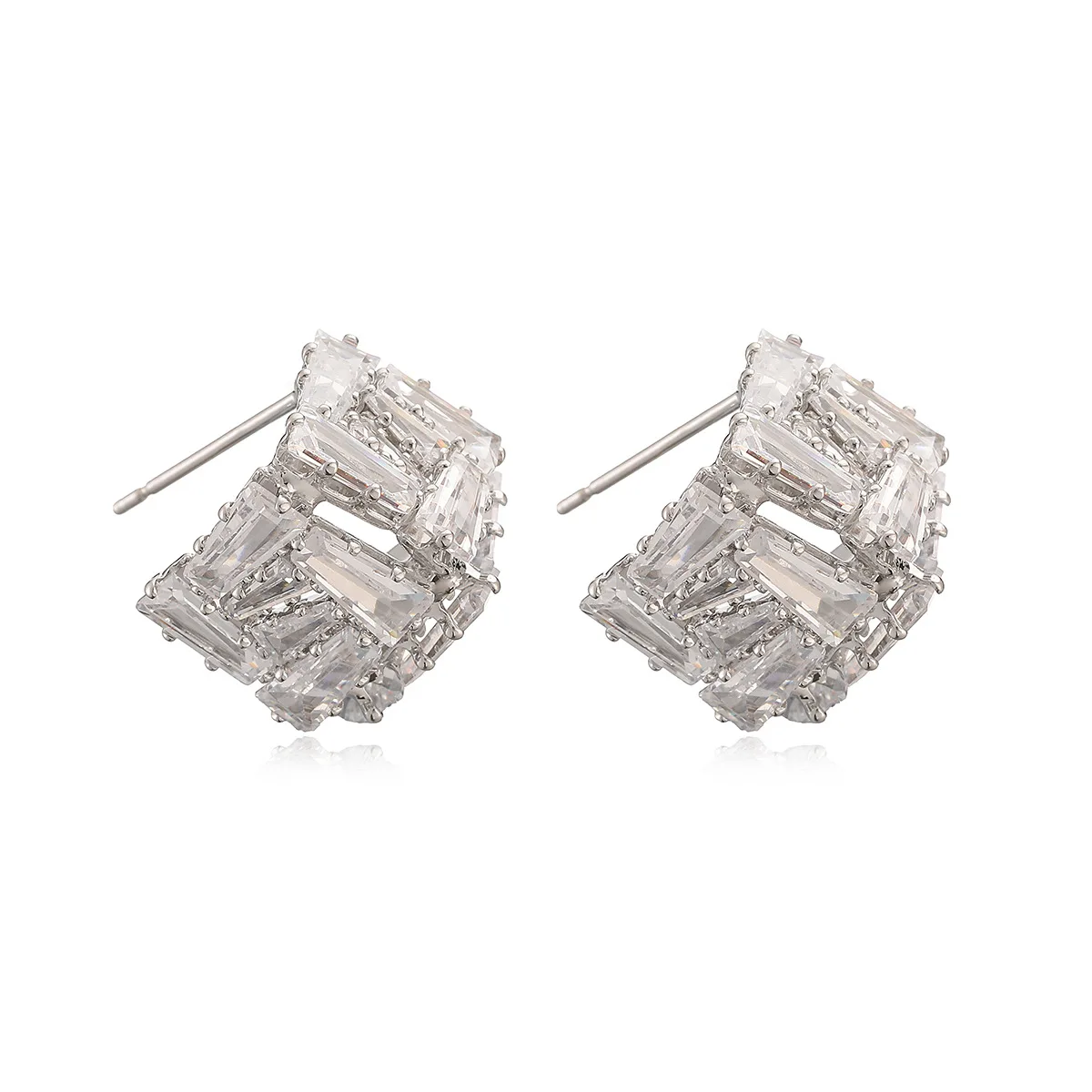 GANPUP Kreative Luxuriöse Geometrische Zirkonia-Ohrstecker für Frauen, Alltagsschmuck, Modisches Neues Ohrpiercing-Schmuckstück, Geschenk für Partys – Detail 6