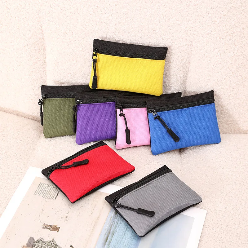 

200Pcs Oxford Cloth Coin Purse Women Mini Zipper Coin Pouch Key Earphone Data Cable Card Bag Credit Card Holder Kids Cute Purse