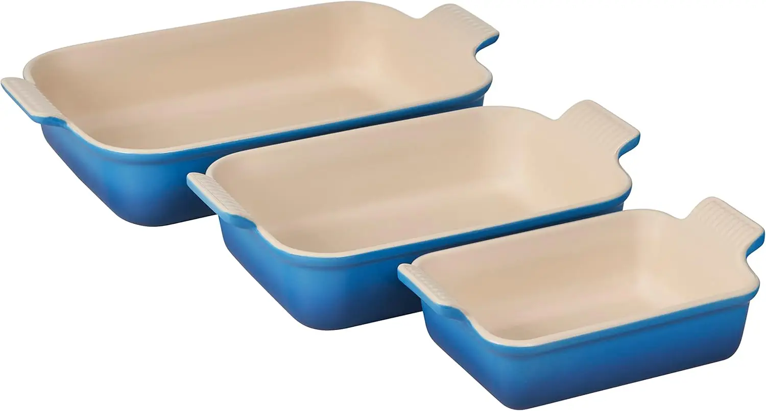 

Premium Stoneware Rectangular Dish Set 3-Piece for Even Cooking & Easy Cleanup