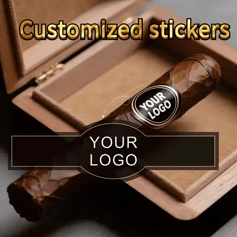 Custom Long Cigar Stickers Removable Adhesive Multi Color Labels for Wedding Favors & Father's Day Gifts