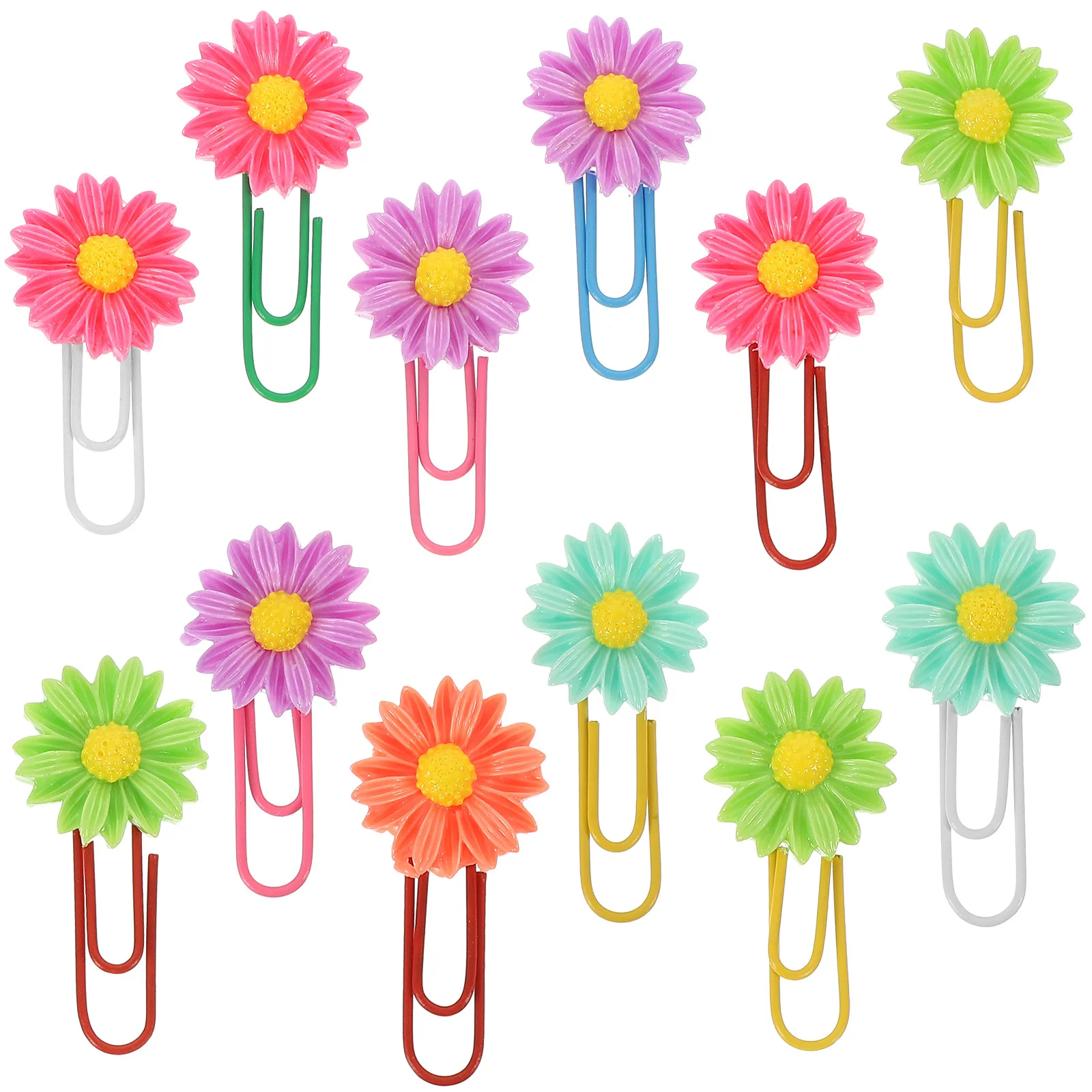 

12Pcs Flower Shape Bookmarks Decorative Paper Clips Exquisite Metal Floral Design for Wedding Dating Proposing Marriage