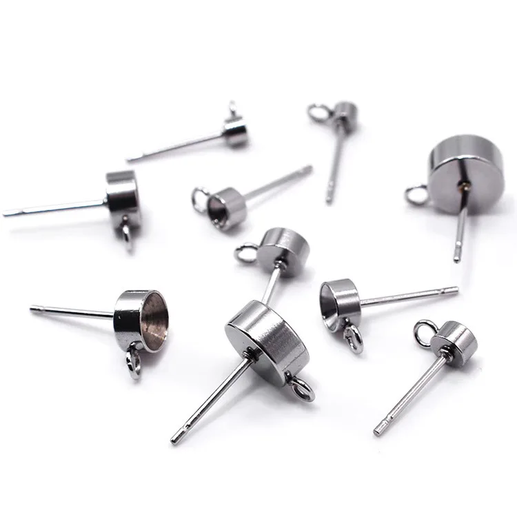 2pcs Stainless steel diamond stud stud stud diamond cup welding ring can hang pendant DIE earrings jewelry accessories