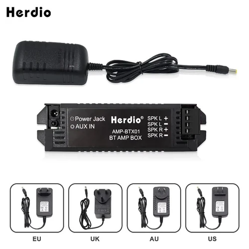 Herdio-amplificador de potencia para el hogar, 2 canales, Audio, Bluetooth, Aux, Mini amplificador para pared de baño, altavoces de música para techo, enchufe UE/EE. UU./Reino Unido