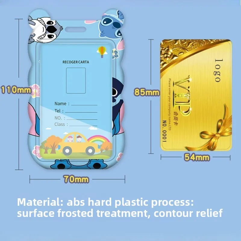 Porta carte Disney Stitch per carte Metro per autobus di controllo accessi con tracolla lunga con cordino per protezione dell'identità della scuola materna