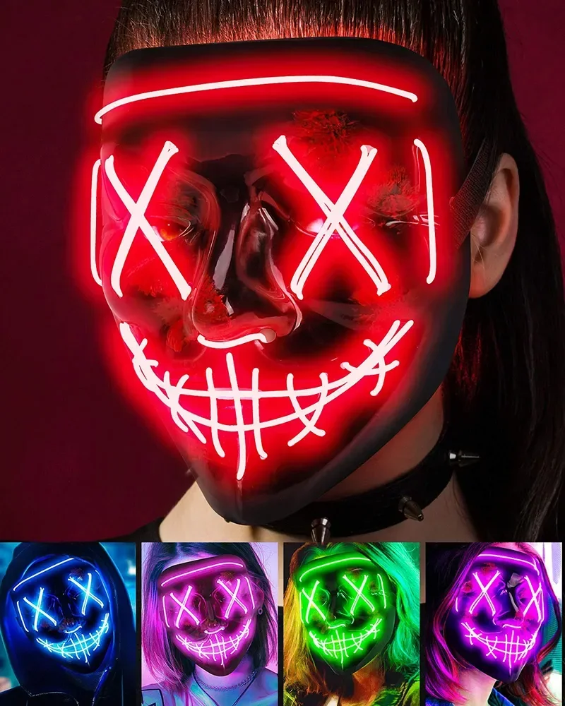 

Luminous Mask Wireless Halloween Neon LED Purge Mask Masque Masquerade Party Mask Light Grow in the Dark Fstival Costume Supplie