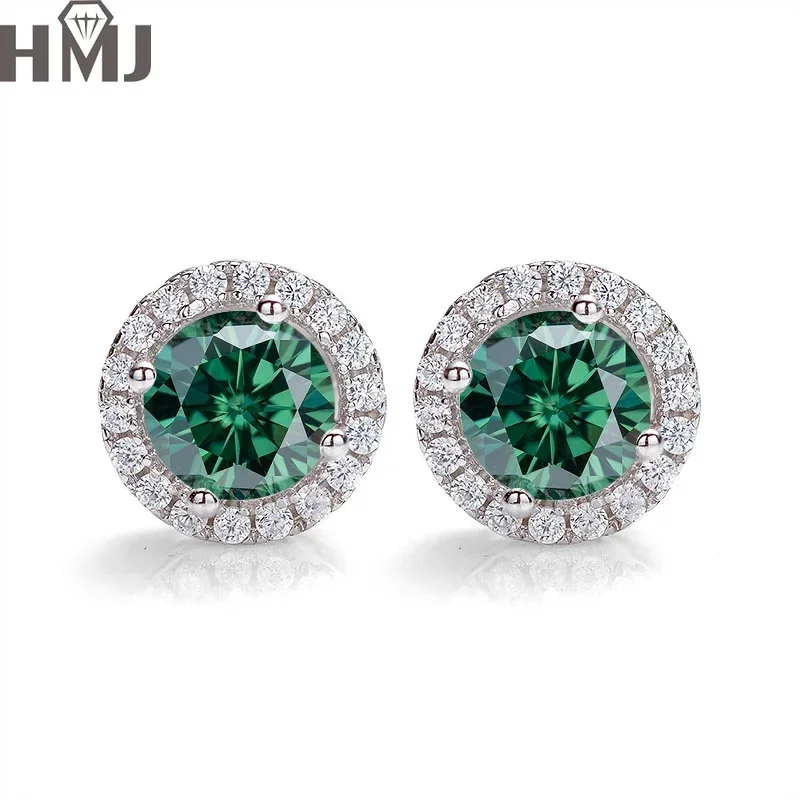 

Серьги GRA из 100% настоящего стерлингового серебра с 2 сертификатами, серьги-гвоздики с муассанитом Halo, цвет D для женщин, свадебные украшения высшего качества