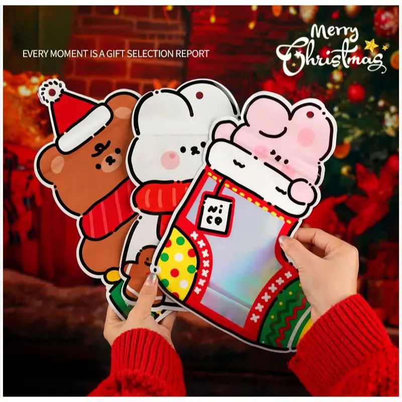 LBSISI Life 50pcs Christmas Packing Plastic Bags For Candy Chocolate Cookie Nougat Biscuit Packing Gift Tree Santa Zipper Bags